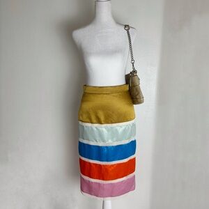 J.Crew Colorblock Rainbow Panel Linen Pencil Skirt – Size 2 (NWT)